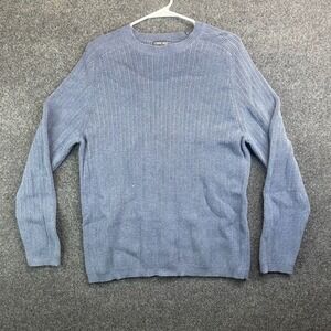 Cherokee Ribbed Knit Crewneck Sweater Men's Medium Blue